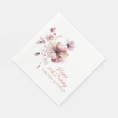 Personalisierter Burgund Pink Floral 70. Geburtsta Serviette (Ecke)