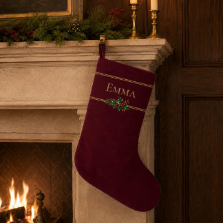 Personalisierter burgunderroter Weihnachtsstrumpf Großer Weihnachtsstrumpf