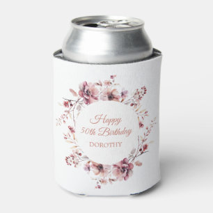 Personalisierter Burgundy Pink Blüte 50. Geburtsta Dosenkühler