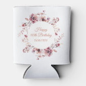 Personalisierter Burgundy Pink Floral 90. Geburtst Dosenkühler (Vorderseite)