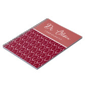 Personalisierter Burgundy Stethoscope Pattern Dokt Notizblock (Linke Seite)