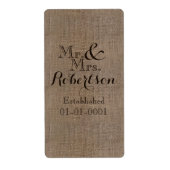 Personalisierter Burlap-Look Rustikaler Wedding Ke (Vorne)