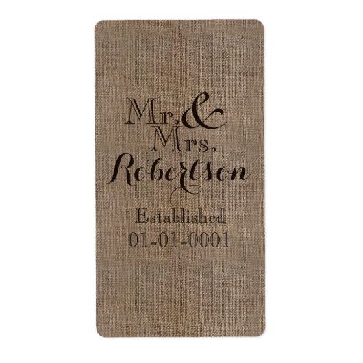 Personalisierter Burlap-Look Rustikaler Wedding Ke (Vorne)
