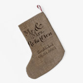 Personalisierter Burlap-Look Rustikaler Wedding Ke Kleiner Weihnachtsstrumpf (Rückseite (Hängend))