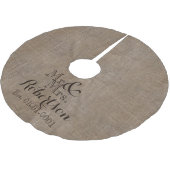 Personalisierter Burlap-Look Rustikaler Wedding Ke Polyester Weihnachtsbaumdecke (Schrägansicht)