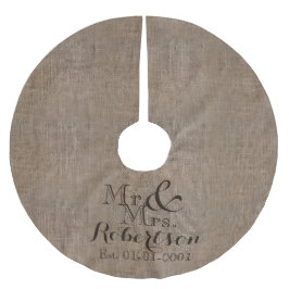 Personalisierter Burlap-Look Rustikaler Wedding Ke Polyester Weihnachtsbaumdecke