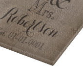 Personalisierter Burlap-Look Rustikaler Wedding Ke Schneidebrett (Ecke)