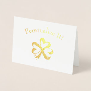 Personalisierter bürstenartiger Gold-Shamrock Folienkarte