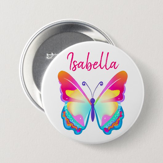 Personalisierter Butterfly-Personalisierter Name Button (Vorne & Hinten)