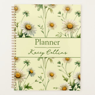 Personalisierter Buttergelber Vintage-Daisy-Planer Planer
