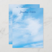 Personalisierter Calligraphie-Skriptname Blue Sky Mitteilungskarte (Vorne/Hinten)