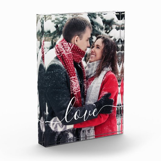 Personalisierter Calligraphy Script-Foto Fotoblock (Links)