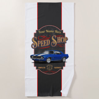Personalisierter Camaro-Speed-Shop Strandtuch