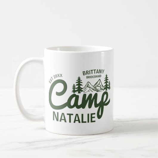 Personalisierter Camp Bach Junggeselinnen-Abschied Kaffeetasse (Links)