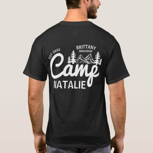 Personalisierter Camp Bach Junggeselinnen-Abschied T-Shirt (Rückseite)