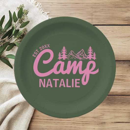 Personalisierter Camp-Junggeselinnen-Abschied Pappteller