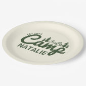 Personalisierter Camp-Junggeselinnen-Abschied Pappteller (Schrägansicht)