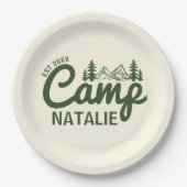 Personalisierter Camp-Junggeselinnen-Abschied Pappteller (Vorderseite)