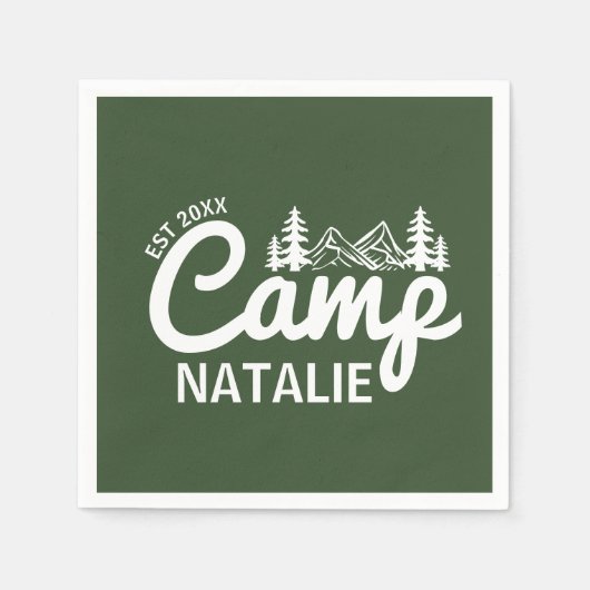 Personalisierter Camp-Junggeselinnen-Abschied Serviette (Vorderseite)