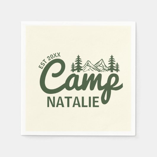 Personalisierter Camp-Junggeselinnen-Abschied Serviette (Vorderseite)