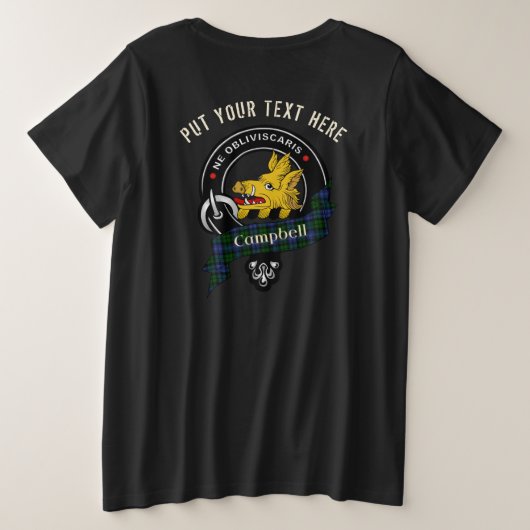 Personalisierter Campbell Clan Abzeichen Adult Große Größe T-Shirt (Design Rückseite)