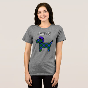 Personalisierter Campbell-Tartan-Scottie-Hund Tri-Blend Shirt