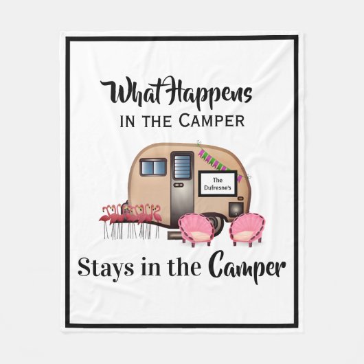 Personalisierter Camper/Flamingo Fleecedecke (Vorderseite)