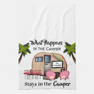 Personalisierter Camper/Flamingo Küchentuch