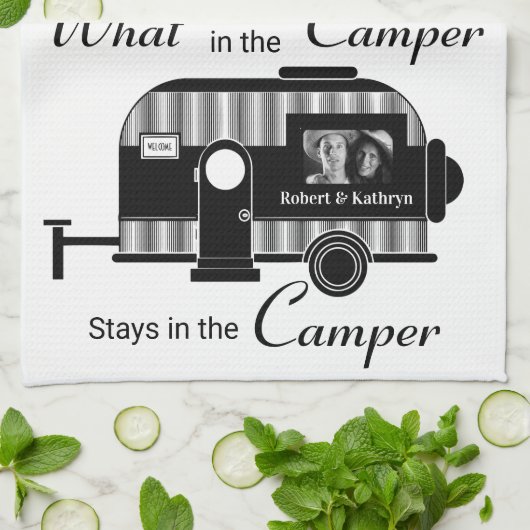 Personalisierter Camper mit Foto Geschirrtuch (Gefaltet)