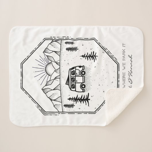 Personalisierter Camper Van Life Outdoor Camping Sherpadecke (Vorderseite (Horizontal))