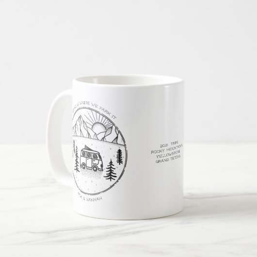 Personalisierter Camper Van Outdoor Trip Year Revi Kaffeetasse (Vorderseite Links)
