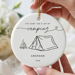 Personalisierter Camping-Weihnachtsschmuck Keramik Ornament
