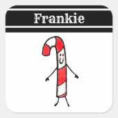 Personalisierter Candy Cane Square Sticker (Vorderseite)