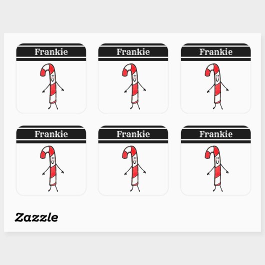 Personalisierter Candy Cane Square Sticker (Blatt)