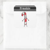 Personalisierter Candy Cane Square Sticker (Tasche)