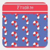 Personalisierter Candy Cane Square Sticker (Vorderseite)