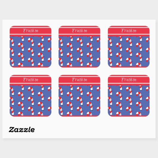 Personalisierter Candy Cane Square Sticker (Blatt)