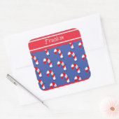 Personalisierter Candy Cane Square Sticker (Umschlag)