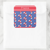 Personalisierter Candy Cane Square Sticker (Tasche)