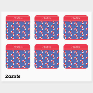 Personalisierter Candy Cane Square Sticker