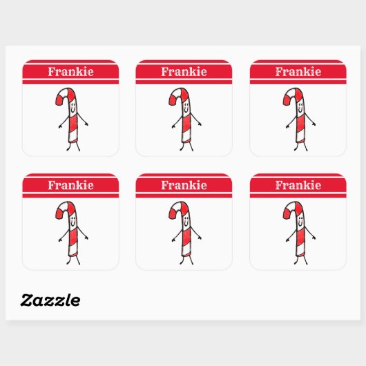 Personalisierter Candy Cane Square Sticker (Blatt)
