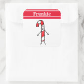 Personalisierter Candy Cane Square Sticker (Tasche)