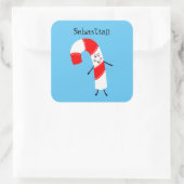 Personalisierter Candy Cane Square Sticker (Tasche)