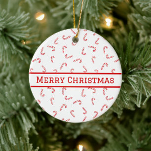 Personalisierter Candy Cane Weihnachten  Keramik Ornament