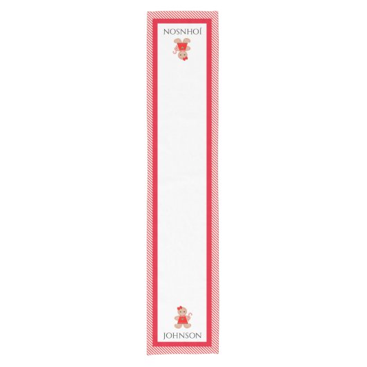 Personalisierter Candy Cane Weihnachtstisch-Runner Kurzer Tischläufer (Vorderseite)