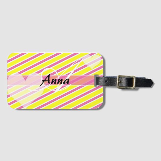 Personalisierter Candy Stripe Gepäckanhänger (Vorderseite (Horizontal))