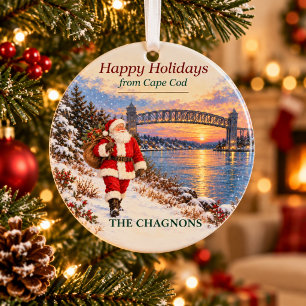 Personalisierter Cape Santa Weihnachtsglas-Schmuck Ornament Aus Glas