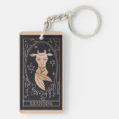 Personalisierter Capricorn Zodiac Sign Black Vinat Schlüsselanhänger (Rückseite)