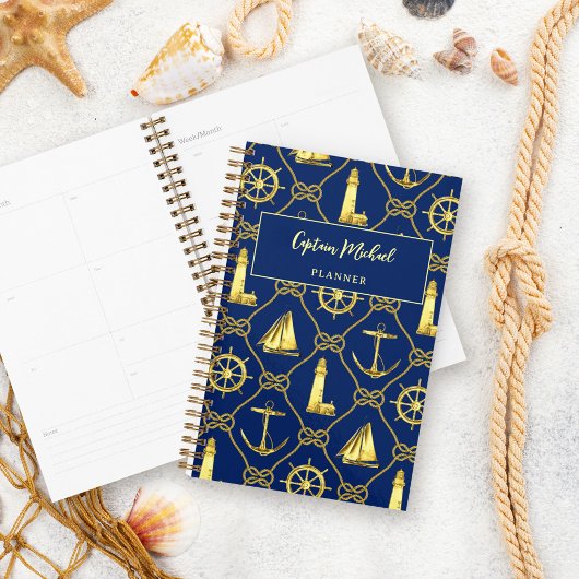 Personalisierter Captain Nautic Navy Gold Planer