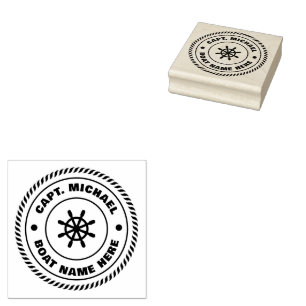 Personalisierter Captain Nautical Anchor Boat Name Gummistempel